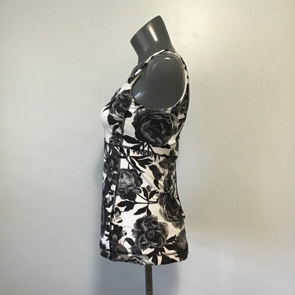 Lululemon Aria Tank II Brisk Bloom Black White/White Size 8 - Picture 6 of 13